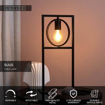 Lucide SUUS - Table lamp - 1xE27 - Black